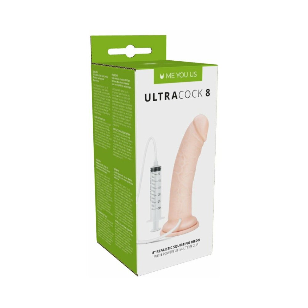 Me You Us Ultra Cock 8 in. Realistic Squirting Dildo Vanilla-0